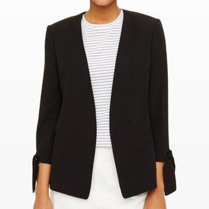 CLUB MONACO BLACK SILK BLEND VELVET CUFF OPEN BLAZER - 4